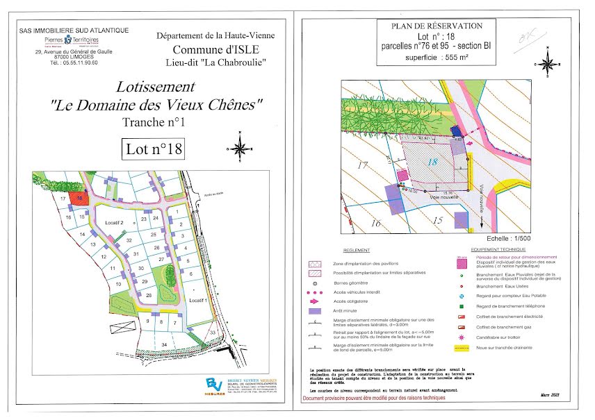 Vente terrain  555 m² à Isle (87170), 69 000 €