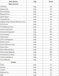 Hotel Raghavendra Uduppi menu 1