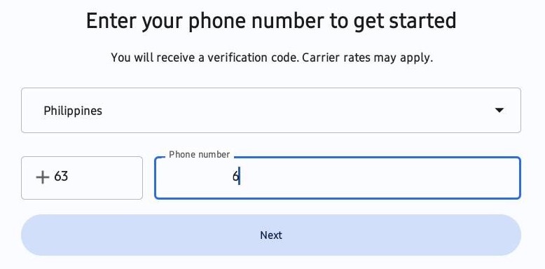 A screenshot of the Signal interface where you can enter your mobile number.