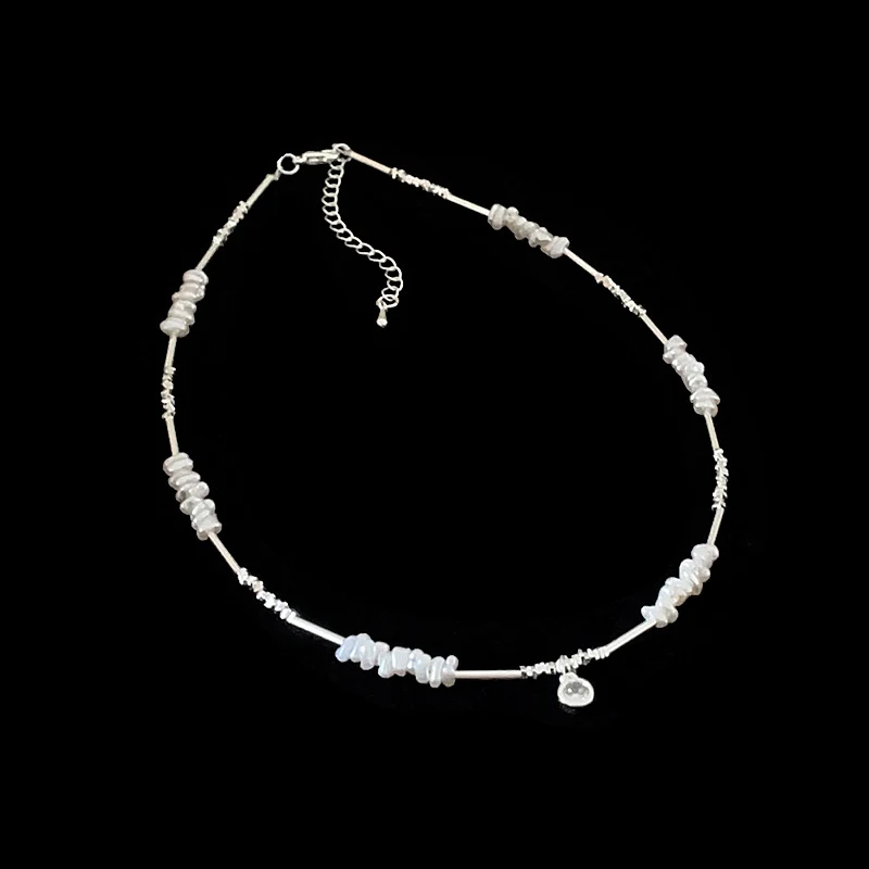 Title 3, Damesketting met Onregelmatige Parels en Zirkon...