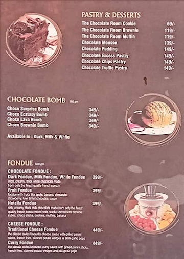 The Chocolate Room menu 
