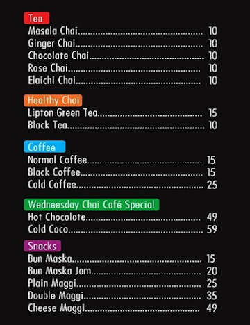 Wedneesday Chai Cafe menu 