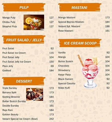 Vedant Pure Veg menu 