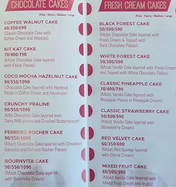 Coco Cakes menu 