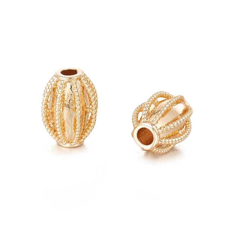 Accessoires perlés faits à la main en or 14K, carrés et ronds creux tridimensionnels, un style unique et élégant.
