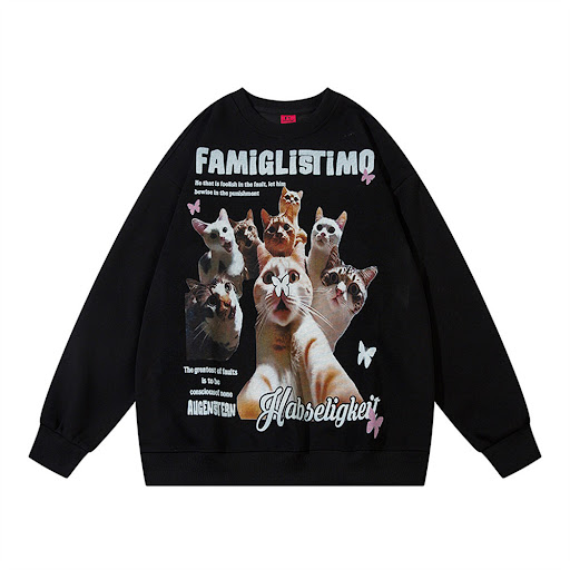 Title 4, Funny Kitten Printed Crew Neck Sweatshirt, a co...