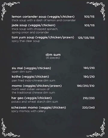 The Chinese Story menu 