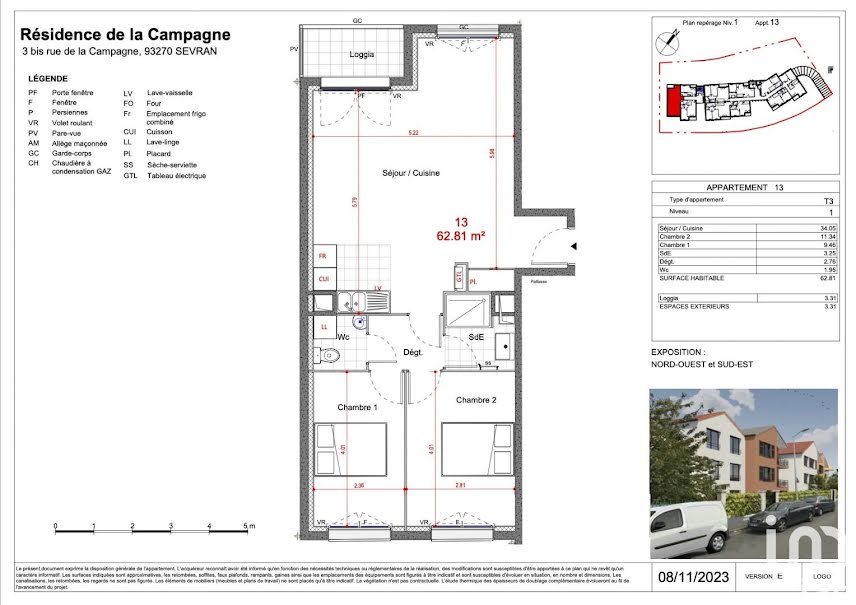 Vente appartement 3 pièces 63 m² à Sevran (93270), 311 000 €