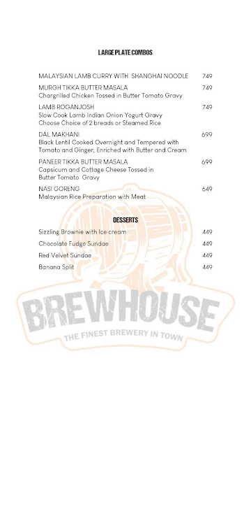 Brewhouse -  The Bar and Brewery menu 