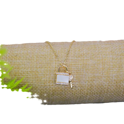 Title 2, Womens Gentle Elegant Small Clear Lock Key Nec...