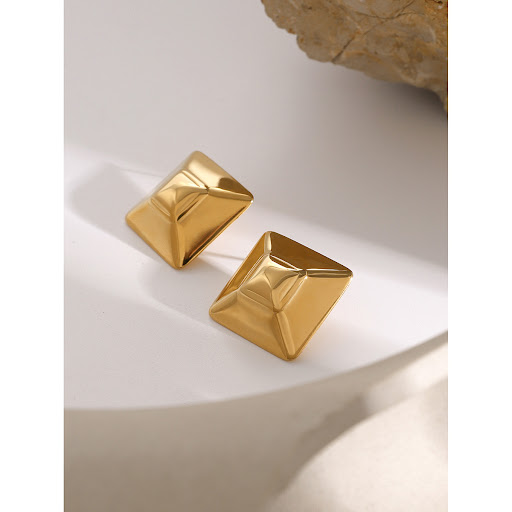 Title 3, 18k Gold Stainless Steel Square Earrings for a ...