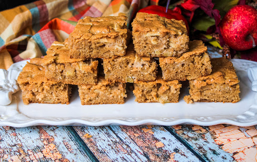 A platter of Grandma's Secret Apple Brownies.