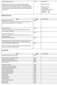 Tom Uncle's Paratha menu 1