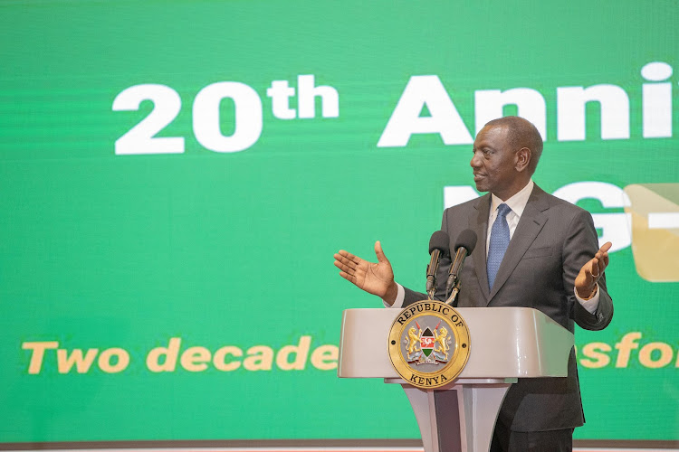 President William Ruto speaking at 20th anniversary of the National Government Constituency Development Fund on May 3, 2024.