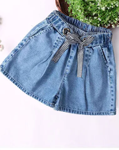 Short en jean à lacets pour filles, - 3