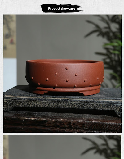 Title 1, Purple Sand Flower Pot Drum Ding Round Bonsai P...