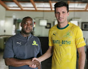 Mamelodi Sundowns coach Pitso Mosimane with new signing Mauricio Affonso. 