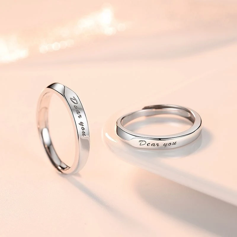 Title 4, Bague de couple Dear You en cuivre blanc pour h...