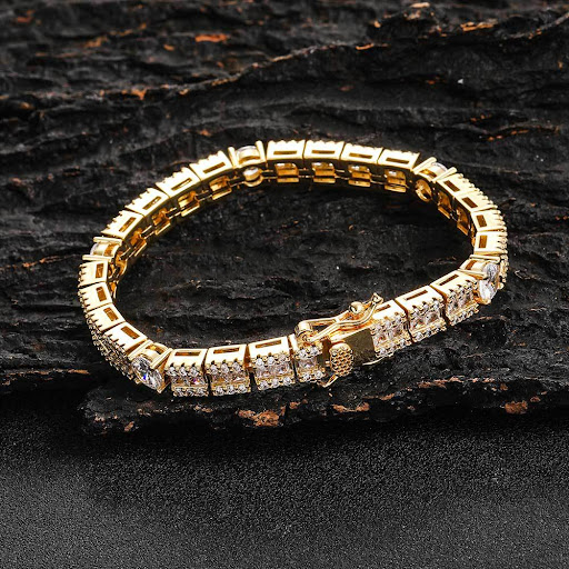 Title 3, Zircon Personalized Hip Hop Mens Bracelet Engr...