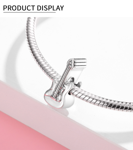 Title 5, Rock Band Guitar S925 Sterling Silver Beaded Br...