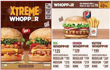 Burger King menu 