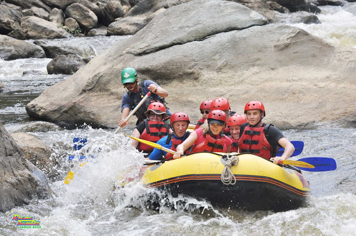 Shooting the whitewater rapids near Cairns, Australia.  