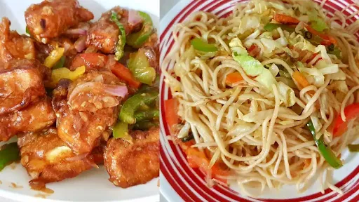 Veg Noodles + Paneer Chilli / 65 / Manchurian