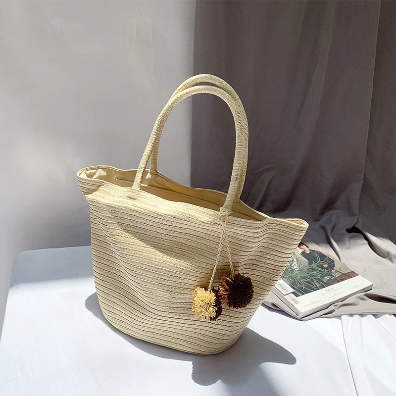 Bolso de hombro tejido de gran capacidad para mujer, ideal para llevar todo lo necesario con estilo y comodidad en cualquier ocasión.