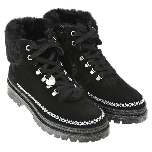 Черные зимние ботинки со стразами Monnalisa 874029M 4724 0050 купить