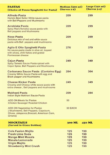 Nirvana - The Cafe menu 