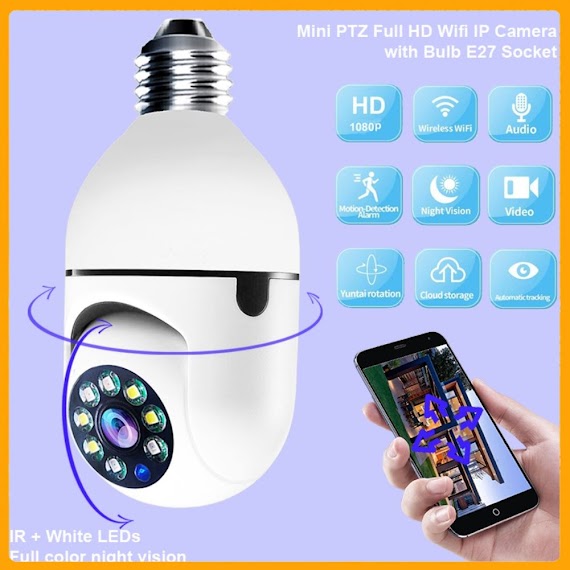 Camera Yoosee Wifi Yoosee 8 Led Đuôi Bóng Đèn Xoay 360 Độ 3.0Mps - 1080P Bảo Hành 5 Năm