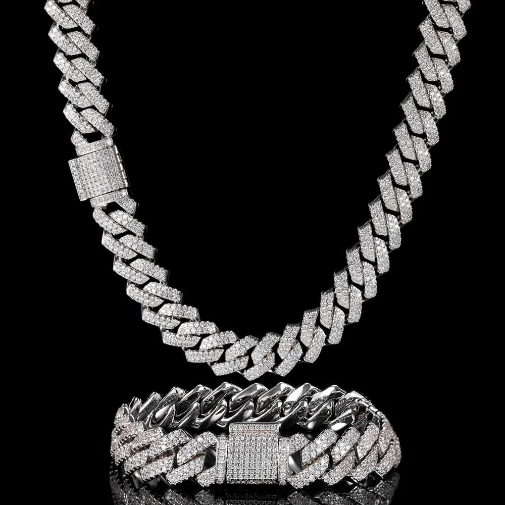 Title 33, Collier Hip Hop 14mm Double Rang Bracelet Barre...