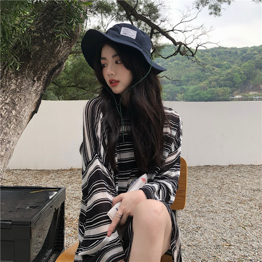 Title 1, Womens Fashion Loose Striped Sweater See-throu...