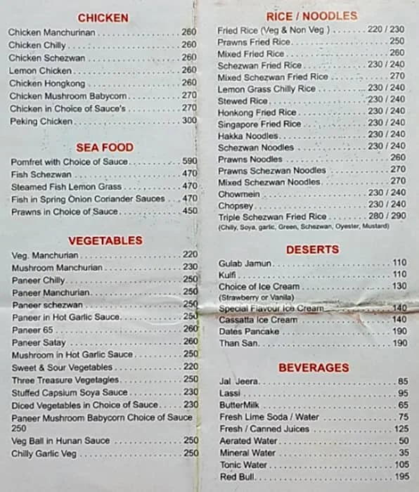 Zodiac Restaurant And Bar menu 
