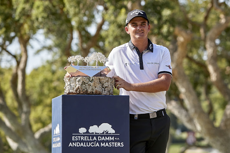 Christiaan Bezuidenhout of South Africa holds the winner trophy after the final round of the Andalucia Valderrama Masters at Real Club Valderrama in Cadiz, Spain, June 30 2019. Picture: QULITY SPORT/GETTY IMAGES