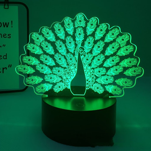 Title 5, Peacock 3D Acrylic LED Light Color changing dec...