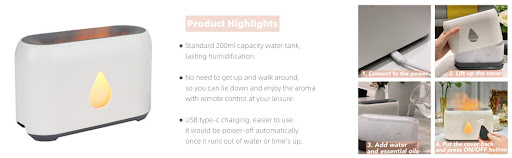 Title 4, Two-Color Aroma Diffuser 3D Flame Humidifier, H...