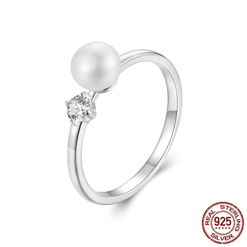 Originele Natuurlijke Zoetwaterparel Moissanite Ring 925 Sterling Zilver Elegant Luxe Temperament. Ideaal als geschenk.