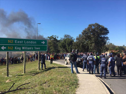 Breidbach residents have blockaded the N2 between King William's Town and East London during a service delivery protest Picture: MAMELA GOWA