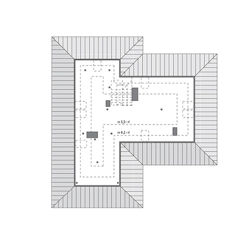 Spokojna przystań - wariant II (etap I) - M36b - Rzut poddasza do indywidualnej adaptacji (57,0 m2 powierzchni użytkowej)