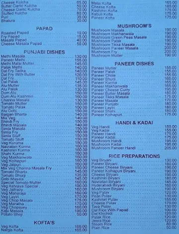 Ashraya Restaurant menu 