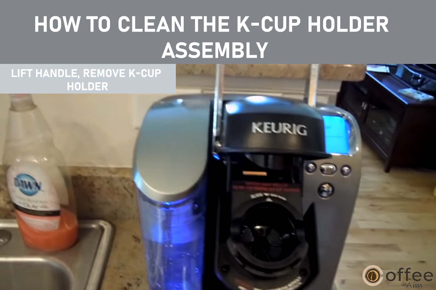 To remove the K-Cup Holder Assembly from the Brewer, simply lift the handle located on the assembly to open the lid.