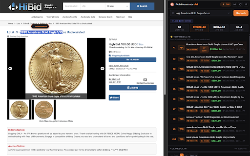 FairHammer AI: HiBid Price history vs Ebay ending soon screenshot 2