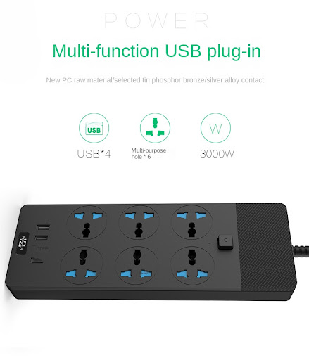Title 2, 2024 New 3000W Power Strip with 4 USB, 6 Outlet...