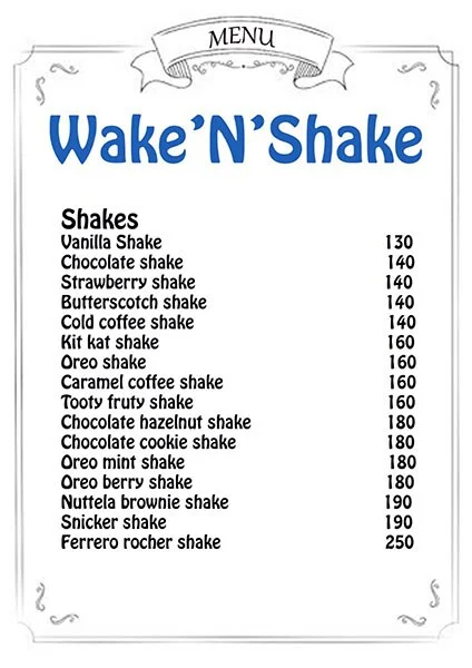 Wake N Shake menu 