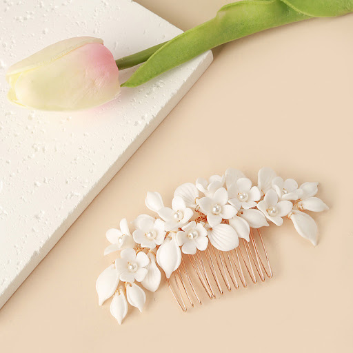 Title 1, White Ceramic Flower Headwear for Women Elevate...