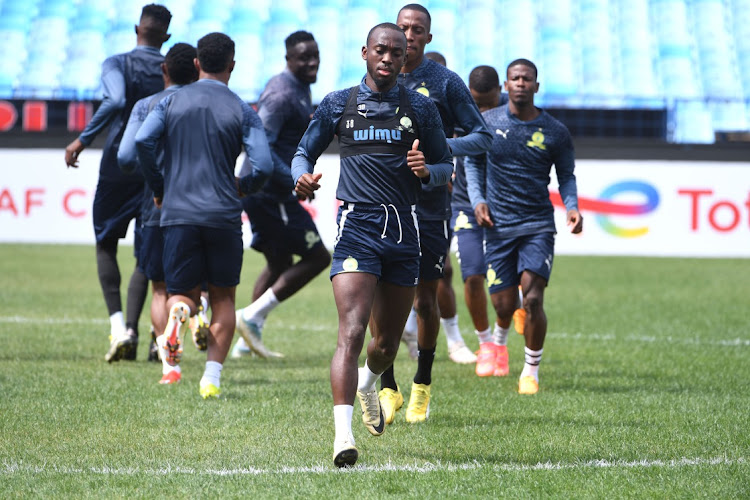 Players during the Mamelodi Sundowns training session and press conference at Loftus Versfeld Stadium on April 04, 2024 in Pretoria, South Africa.