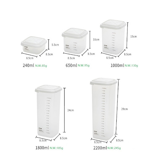 Title 5, Square Graduated Transparent Cans for Cereals a...