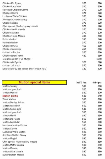 Chawal Chicken menu 