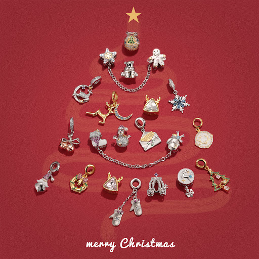 Title 1, Christmas Beaded Pendant S925 Sterling Silver F...